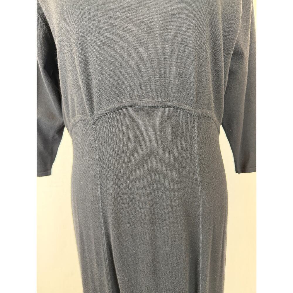 Vintage Y2K Norm Thompson Black Knit Maxi Dress XL #5-0172 Elbow Sleeve - Picture 6 of 8